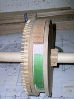 Sanding brake pad on brake wheel core