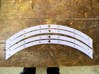 UHMW strips shaped with holes drilled