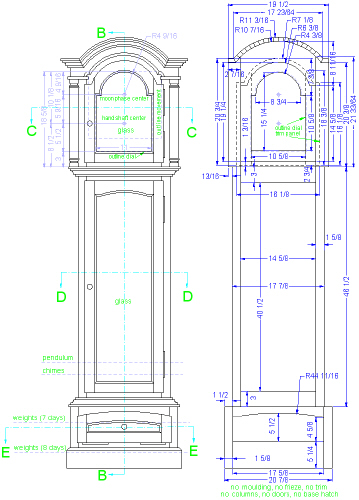 grandfather clock - case front view