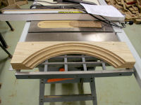 Hood arched top moulding routed, but not yet trimmed