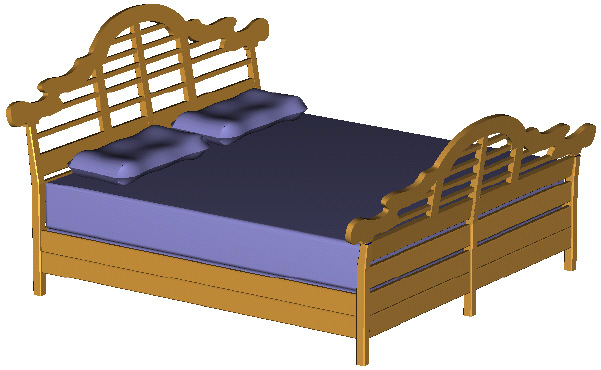 king size bed -- perspective view