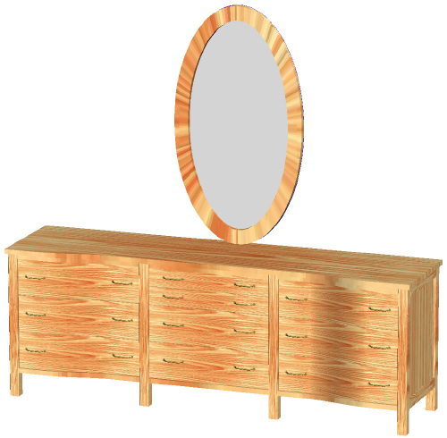 dresser with mirror -- perspective view
